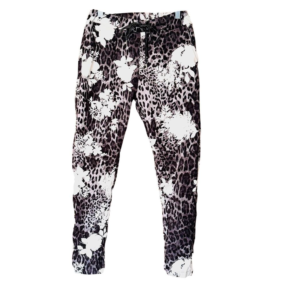 Brand Bazar Made In Italy Drawstring Floral Animal Print Pants Stretch Sz Small